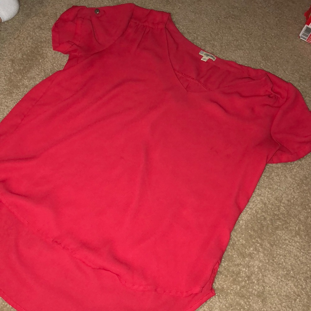 Red v neck blouse